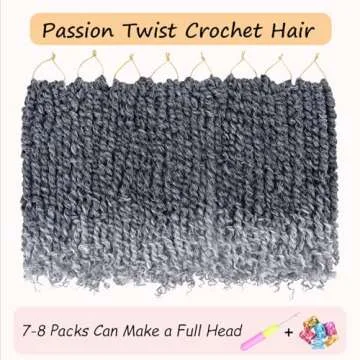 8 Packs Passion Twist Hair 8 Inch Pre-twisted Passion Twist Crochet Hair Pre-looped Crochet Braids for Women Passion Twists Braiding Hair Synthetic Hair Extensions (T1B/Gray#)