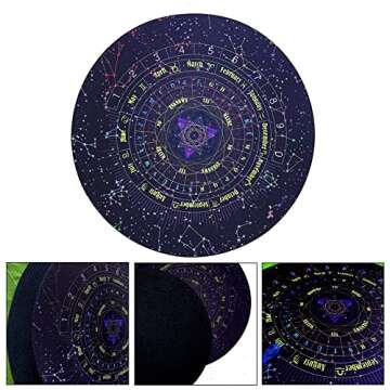 Tookie Divination Mat, Lightweight Round Shape Pendulum Board, 8.66inch Starry Sky Letter Rubber Astrology Pendulum Mat for Party Board Game Divination Set(Size:8.66 inches)