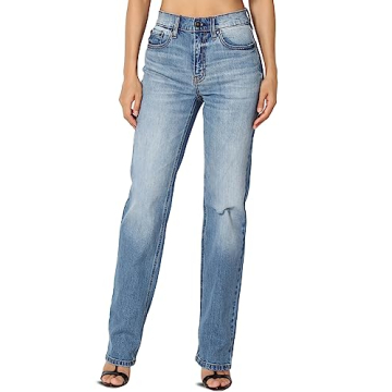 TheMogan Women's High Rise Relaxed Straight Leg Boyfriend Dad Jeans Dark