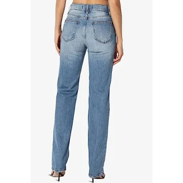TheMogan Women's High Rise Relaxed Boyfriend Jeans Dark