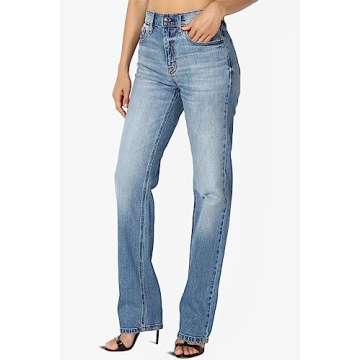 TheMogan Women's High Rise Relaxed Boyfriend Jeans Dark