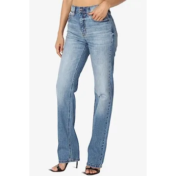 TheMogan Women's High Rise Relaxed Boyfriend Jeans Dark