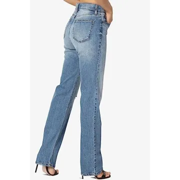 TheMogan Women's High Rise Relaxed Boyfriend Jeans Dark