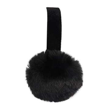 surell Faux Rex Earmuff (Black) - Womens & Girls Winter Ear Muff with Velvet Band - Fake Fur Ear War...