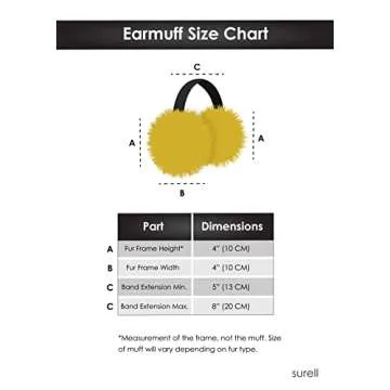 surell Faux Rex Earmuff (Black) - Womens & Girls Winter Ear Muff with Velvet Band - Fake Fur Ear Warmer - Thick Plush Outdoor Warm Headwear for Cold Weather - Winter Fashion Accessory