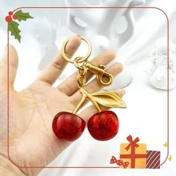AyMcxDayRuf Glitter Cherry Bag Charm Purse Cherry Charms Keychain for Women Christmas Valentine Handbags Bag Gifts (Sweet Cherry)