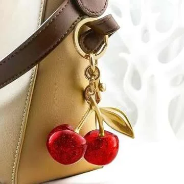 AyMcxDayRuf Glitter Cherry Bag Charm Purse Cherry Charms Keychain for Women Christmas Valentine Handbags Bag Gifts (Sweet Cherry)