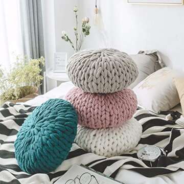 vctops Chunky Knit Round Shaped Throw Pillows with Insert Super Soft Cozy Decorative Handmade Cushio...