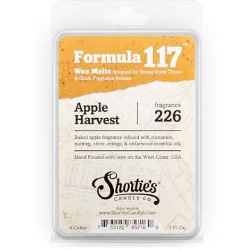 Shortie's Candle Company Apple Wax Melts Variety Pack - Apple Harvest, Caramel Apple, Apple Afternoon - Formula 117-3 Highly Scented 3 Oz. Bars - Made with Natural Oils - Apple Warmer Wax Cubes