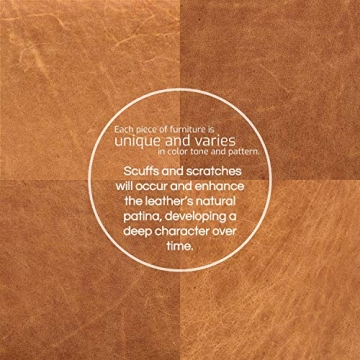 POLY & BARK 55" Tufted Leather Bed Bench for Bedroom End of Bed - Living Room Entry Way Bench - Pure Italian Leather Upholstery with a Solid Wood Frame - Ottoman Bench with Wooden Legs - Cognac Tan