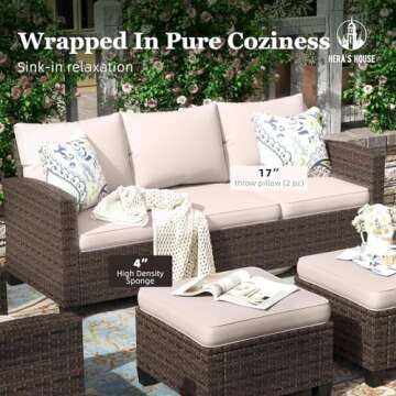 HERA'S HOUSE 8-Piece Outdoor Sectional & Fire Pit Set