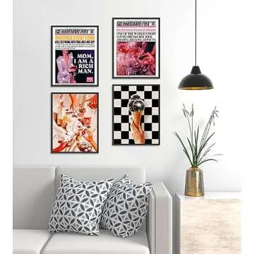 GIFTSFARM Vintage Funky Disco Ball Champagne Poster for Room Aesthetic, Funny Hot Girl Quotes Wall Art, Retro Preppy Room Decor for Bedroom Bathroom, Wall Decor (Set of 4, Unframed)