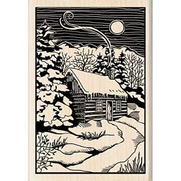 Inkadinkado Christmas Rubber Stamp - Winter Evening Scene