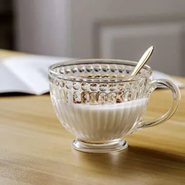 Dicunoy Set of 4 Glass Cappuccino Mugs Perfect for Gifts