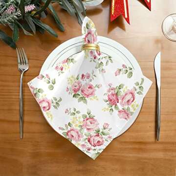 Senya Pink Rose Floral Cloth Napkin Set of 6