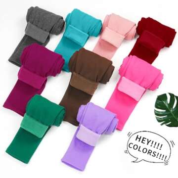 BOOPH Girls Winter Leggings Fleece Lined Kids Basic Pants for 4-5T Beige