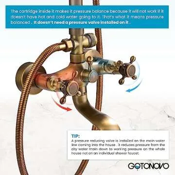 gotonovo Antique Brass Shower Faucet - 3-in-1 Shower System