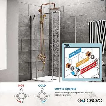 gotonovo Antique Brass Shower Faucet - 3-in-1 Shower System