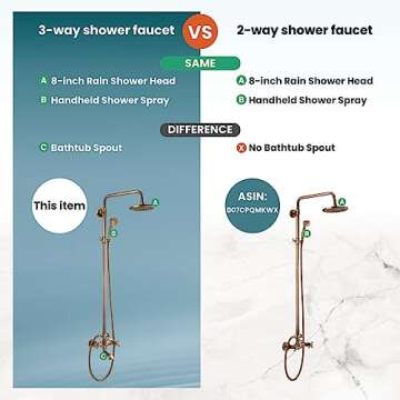 gotonovo Antique Brass Shower Faucet - 3-in-1 Shower System