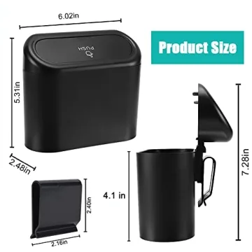 Accmor Mini Car Trash Can with Lid - Durable & Space-Saving