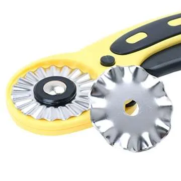AUTOTOOLHOME 45mm Rotary Cutter Set with 9 Pack Replacement Rotary Blades Skip Rotary Blades Pinking Rotary Blades for Sewing Fabric Leather Quilting Cutter Paper Perforating Tool