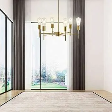 Xilicon Modern Sputnik Chandelier Light Fixture 6 Light Brushed Nickel Mid Century Pendant Lighting Ceiling Light for Dining Room Living Room Hanging