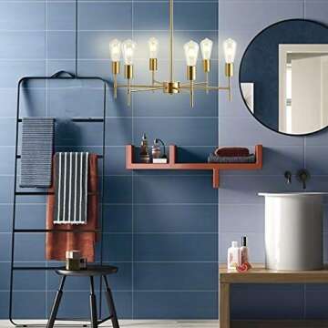 Xilicon Modern Sputnik Chandelier Light Fixture 6 Light Brushed Nickel Mid Century Pendant Lighting Ceiling Light for Dining Room Living Room Hanging