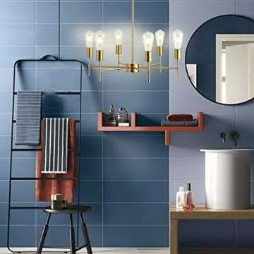 Xilicon Modern Sputnik Chandelier Light Fixture 6 Light Brushed Nickel Mid Century Pendant Lighting Ceiling Light for Dining Room Living Room Hanging