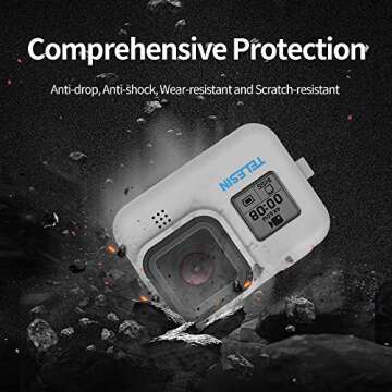 TELESIN Protective Case for GoPro Hero 8 - Silicone with Glass Protectors
