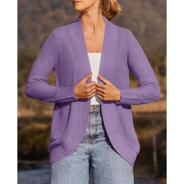 ZESICA Women's Fall Winter Long Sleeve Open Front Casual Knit Cardigan Sweater