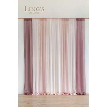 Ling's moment Extra Wide Sheer Curtains, Chiffon Wrinkle-Free Window Doorway Drapes Backdrop for Sli...