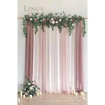 Ling's moment Extra Wide Sheer Curtains, Chiffon Wrinkle-Free Window Doorway Drapes Backdrop for Sliding Glass Doors Living Room Wedding Party Bedroom Farmhouse Arch Stage, 5ft x 10ft 8 Panels
