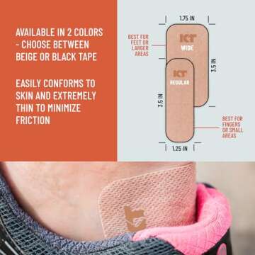 KT Health Blister Prevention Tape – 30 Precut Strips for Blister Protection, Strong Adhesive, Dermatologist Tested, Ideal for Athletes and Active Lifestyles – Black