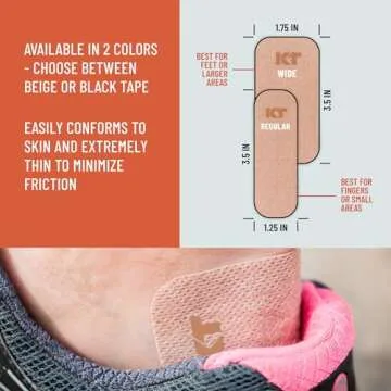 KT Health Blister Prevention Tape – 30 Precut Strips for Blister Protection, Strong Adhesive, Dermatologist Tested, Ideal for Athletes and Active Lifestyles – Black
