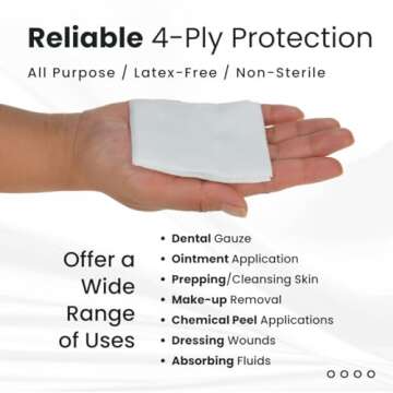 Dealmed Non-Woven Gauze Sponges - 4-Ply, 4" x 4" All-Purpose Non-Sterile Absorbent Dental Gauze Wound Care for First Aid Kit/Medical Facilities, 200 Count (Pack of 1)