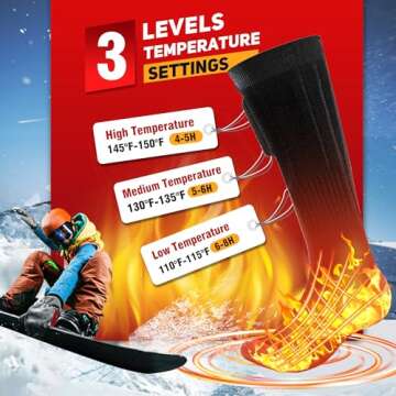 Heated Socks for Men Women, 4000mAh Rechargeable Heated Socks with 3 Heat Settings, Electric Heated ...