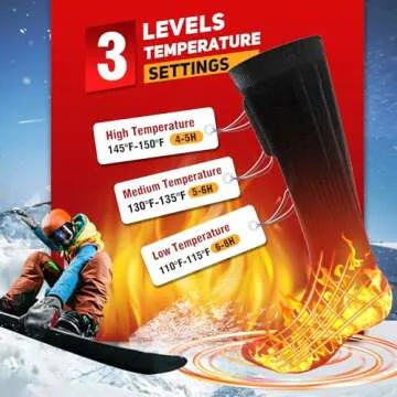 Heated Socks for Men Women, 4000mAh Rechargeable Heated Socks with 3 Heat Settings, Electric Heated ...