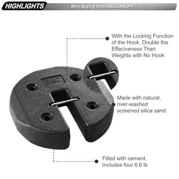 ABCCANOPY Easy Canopy Weights with Lock Design for Wind Resistance, No Sliding, Stably Secure Tents, Canopies, and Umbrellas at Outdoor Events, 4Pack (27LB)