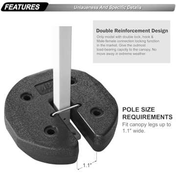 ABCCANOPY Easy Canopy Weights with Lock Design for Wind Resistance, No Sliding, Stably Secure Tents, Canopies, and Umbrellas at Outdoor Events, 4Pack (27LB)