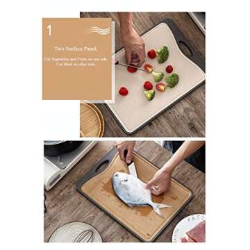 TUNEZ® Double-Sided Cutting Board for Kitchen Best for Meat, Vegetables and Fruits Gifts for the Couple, Christmas presents, Gift for Mum, Housewarming Gift and - 15 inches x 11.05 inches x 0.8 inches