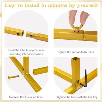 Arch Backdrop Stand 5FT Balloon Arch Stand Stable Gold Wedding Arch Frame Metal Arch Backdrop Stand for Wedding Ceremony Birthday Party Bridal Baby Shower Banquet Decoration