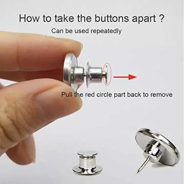 12 Pcs Replacement Button Pins for Jean Adjustable Instant Jean Buttons,No Sew Jean Button Pins for Pants, Extend or Reduce Any Jean Pants Waist