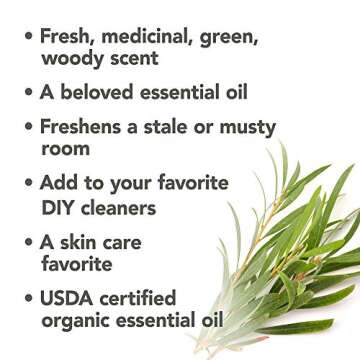 Bloomy Essentials Organic Tea Tree Essential Oil 10 mL - USDA Certified Organic - Hair, Skin, Toenail Fungus, and Acne - 100% Pure