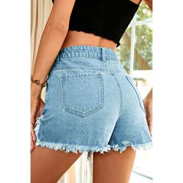COUXILY Jean Shorts Womens High Waisted Ripped Denim Shorts Women Distressed Jean Shorts for Summer ...