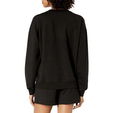 The Drop Women's Margot Loose Long Sleeve Crewneck Drop Shoulder Sweatshirt, Stylish Comfort in Blac...