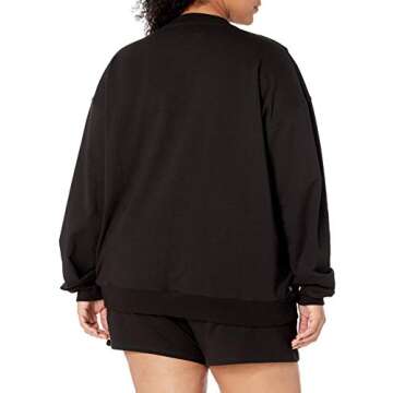 The Drop Women's Margot Loose Long Sleeve Crewneck Drop Shoulder Sweatshirt, Black, M