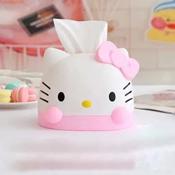 N/C Kawaii Pink Hello Kitty Tissue Box for Living Room Bedroom Bathroom car Office,Tissue Dispenser ...