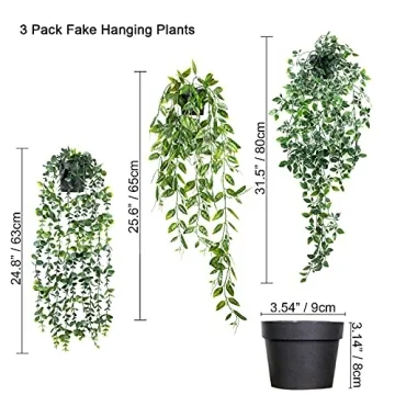 Artificial Hanging Plants 3 Pack - Lifelike Decor
