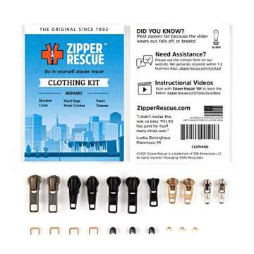 Zipper Rescue Zipper Repair Kits – The Original Zipper Repair Kit, Made in America Since 1993 (Clo...
