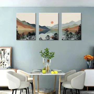 Mountain Wall Art Set of 3 - Framed Nature Decor